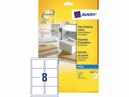 Etiket Avery J8565-25 99.1x67.7mm transparant glans 200stuks