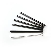 Drinkrietje RVS zwart, ø 8 mm / 15cm