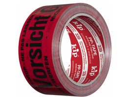 339 Kip PP-verpakkingstape – met opdruk: Vorsicht Glas! - rood/zwart. Breedte 50mm x lengte 66m