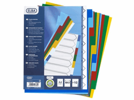 Elba Tabbladen gekleurd kunststof 11 rings, A4 maxi, 10 onbedrukte tabs (set 10 vel)