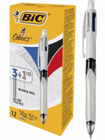 Balpen Bic 3kleuren met vulpotlood HB 0.7mm medium wit