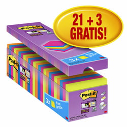 Memoblok 3M Post-it 654 Super Sticky 76x76mm 21+3 gratis assorti artikel afbeelding