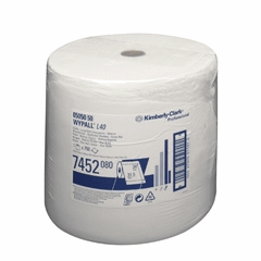 Kimberly Clark Wypall L40 poetsdoekrol, 1-laags, kleur wit. Verpakt per 750doek artikel afbeelding