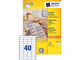 Etiket Avery Zweckform 3657-200 48.5x25.4mm wit 8000stuks