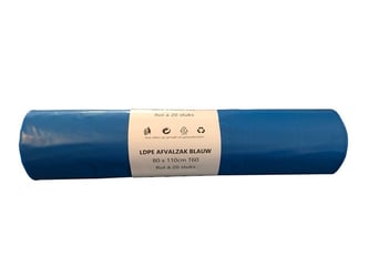 Staples Choice Afvalzak 80 x 110 cm LDPE T60 Blauw (1 rol x 20 stuks)
