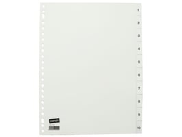 Staples Plastic, blanco tabblad, 10-delig, A4, wit (set 10 vel)