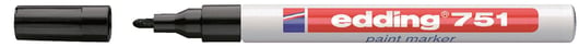 Viltstift edding 751 lakmarker rond 1-2mm zwart blister à 1 stuk