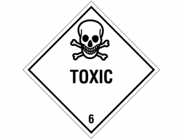 Gevarenetiket A108, 100X100mm wit opdruk zwart. Klasse 6 Toxic