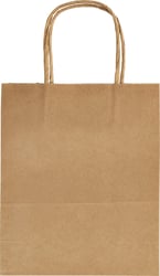 Papieren zakjes met handvat 125g/m² 18x21x8cm kraft naturel set à 20 stuks artikel afbeelding