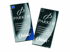 Inktpatroon Parker Quink uitwasbaar koningsblauw pak à 5 stuks