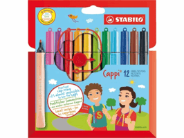 Viltstift STABILO Cappi 168/12 medium assorti etui à 12 stuks