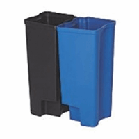 Recycling binnenbakken 2x15 ltr End Step RVS, Rubbermaid, kleur zwart/blauw, model VB 225006