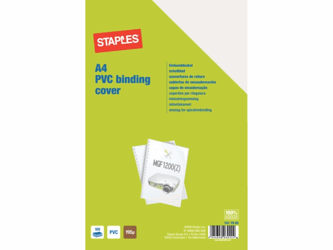 Staples Schutblad A4 0,20 mm PVC, transparant, glanzend (pak 100 stuks) artikel afbeelding