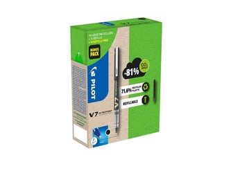 Pilot Begreen Hi-Tecpoint V7 Vloeibare Inktroller, Greenpack 10 Pennen en 10 Sets met 3 vullingen, 0.7 mm, Zwart (pak 10 stuks) artikel afbeelding