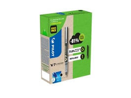 Pilot Begreen Hi-Tecpoint V7 Vloeibare Inktroller, Greenpack 10 Pennen en 10 Sets met 3 vullingen, 0.7 mm, Zwart (pak 10 stuks)