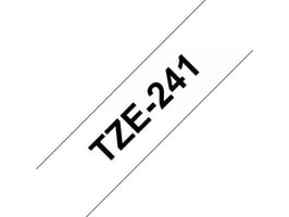 Brother TZe241 Labeltape, 18 mm x 8 m, Zwart op Wit