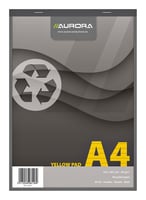 Schrijfblok Aurora A4 lijn 80vel 80gr 4-gaats geel