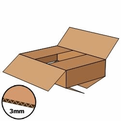 Kartonnen doos 422x302x100 mm, bruin, enkelgolf 3 mm, Fefco 0201 [Pallet] artikel afbeelding