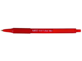 BiC Soft Feel Clic Balpen, Medium Punt, 1 mm, Rood (pak 12 stuks)