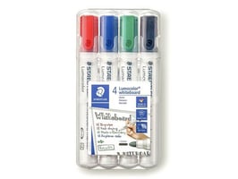 STAEDTLER Lumocolor 351 Whiteboardmarker, Ronde Punt, 2 mm, Assorti (pak 4 stuks)