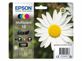 INKCARTRIDGE EPSON 18 T1806 ZWART + 3 KLEUREN artikel afbeelding