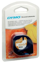 Dymo Letratag labeltape 18769 plastic 12mm x 4 m zwart op wit