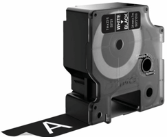 Labeltape Dymo LabelManager D1 polyester 24mm wit op zwart