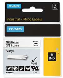 LABELTAPE DYMO 18443 9MMX5.5M RHINO WIT/ZWART artikel afbeelding