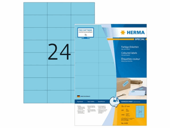 Herma Gekleurde etiketten 70x37 mm, blauw (pak 2400 stuks) artikel afbeelding