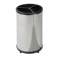 Afvalbak voor kringloopmateriaal, rond inhoud 3x30 l, h x Ø = 720x420 mm, roestvast staal