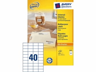 ETIKET AVERY ZWECK 3651 52.5X29.7MM 4000ST artikel afbeelding