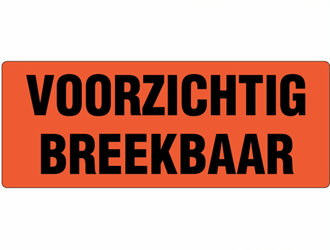 Gevarenetiket A3, 90X48mm rood opdruk zwart. Bedrukking Voorzichtig Breekbaar artikel afbeelding