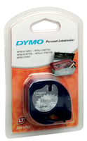 Dymo Letratag labeltape 91208 plastic 12mm x 4 m zwart op zilver
