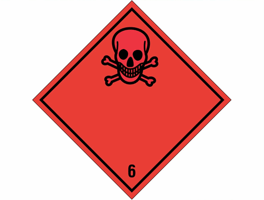 Gevarenetiket A31, 100X100mm rood opdruk zwart. Klasse 6