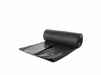 Zakken. Materiaal LDPE. Breedte 90 cm x Lengte 110 cm. Inhoud 170 liter. Dikte 50 micron. Kleur Grijs. Verpakt per 10 rol á 15 zakken artikel afbeelding