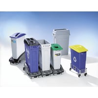 Onderwagen voor kringloopmateriaal verzamelaar kunststof, zwart, aan elkaar te koppelen l x b x h = 606x374x212 mm
