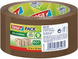 tesa® Verpakkingstape Eco & Strong 50 mm x 66 m, bruin (pak 6 x 66 meter) artikel afbeelding
