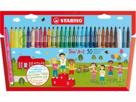 Viltstift STABILO Trio A-Z 378/30 assorti etui à 30 stuks