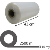 Machinewikkelfolie 43cm breed10my Prestretch Transparant