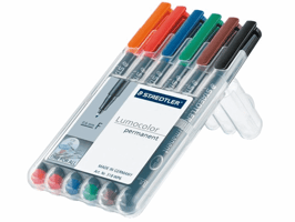 Viltstift Staedtler Lumocolor 318 permanent F set à 6 stuks assorti