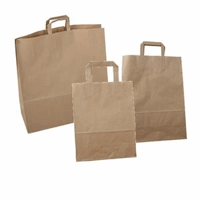 Papieren draagtas met platte handgreep 22+11x36cm, 70 grams, kleur bruin