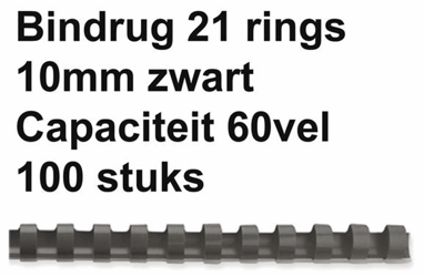 BINDRUG GBC 10MM 21RINGS A4 ZWART artikel afbeelding