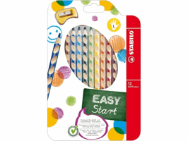 Kleurpotloden STABILO 331 Easycolors linkshandig inclusief puntenslijper assorti etui à 12 stuks