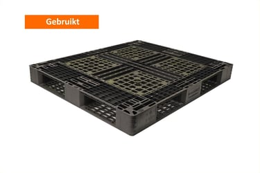 Blokpallet 1000 x 1200 x 120 mm Rondlopend onderdek Zwart (Gebruikt)