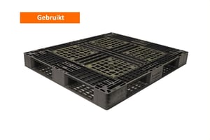 Blokpallet 1000 x 1200 x 120 mm Rondlopend onderdek Zwart (Gebruikt)