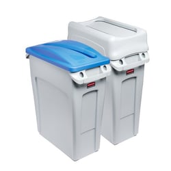Sorteerstation voor kringloopmateriaal, set van 2 SLIM JIM® tuimeldeksel/flesinworp grijs