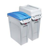 Sorteerstation voor kringloopmateriaal, set van 2 SLIM JIM® tuimeldeksel/flesinworp grijs