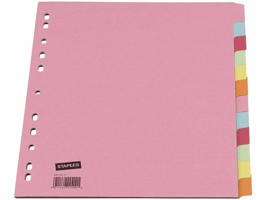 Staples 12 tabbladen, A4, manilakarton, assorti