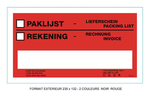 JIPSNEL Doculop© DL (Din Long) Paklijst Rekening- Paklijst enveloppen