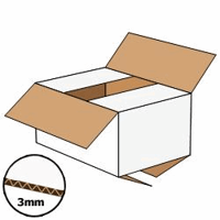 Kartonnen doos 305x220x150 mm, wit, enkelgolf 3 mm, Fefco 0201, A4